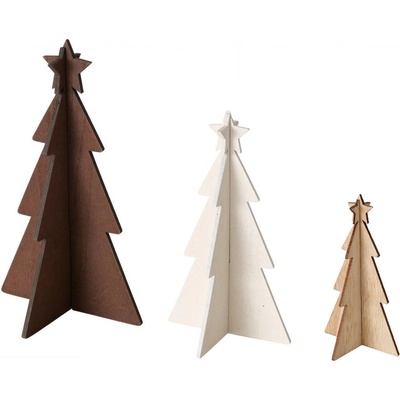 Boltze Xmas Dekorativní vánoční stromky z překližky KARL 12-25 cm 3 ks