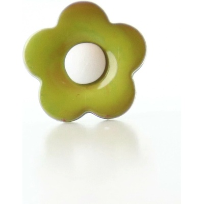Pro Háčkování Knoflík kytka 17 mm, olivově zelený s bílou