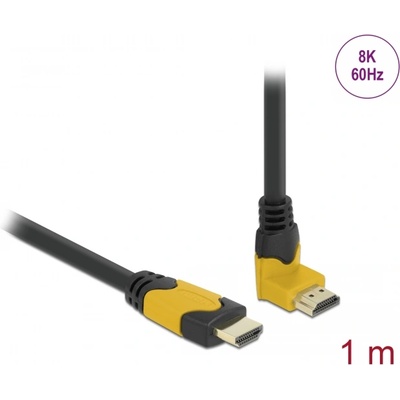 Delock Високоскоростен HDMI кабел с прав конектор - конектор 90, извит нагоре 48 Gbps