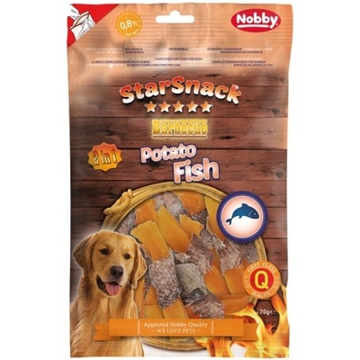 NOBBY Лакомство StarSnack Barbecue Potato Fish - 80% сладки картофи покрити с 20% сушена риба, 70 гр, Германия - 50461