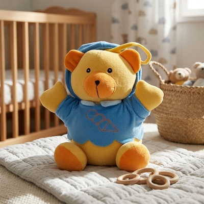 Baby Mix plyšová hračka s hracím strojčekom Macko modrý