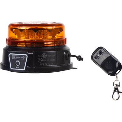 AKU LED maják, 12x3W oranžový, diaľkové ovládanie, magnet, ECE R10, R65