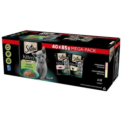 SHEBA Kitten mix príchutí maškrty pre mačiatka v omáčke 40 x 85 g