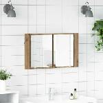 vidaXL Шкаф с огледало за баня Дъб 80 x 12 x 45 см Инженерна дървесина (886227)