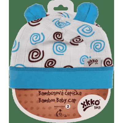 KIKKO Bambusová detská čiapočka Spirals cyan