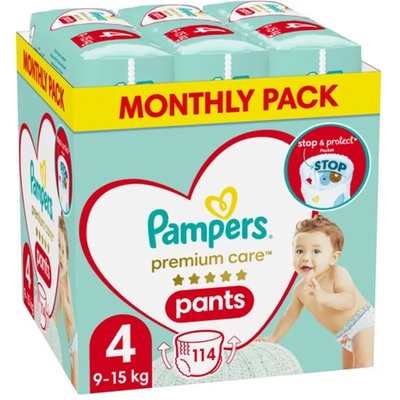 Pampers Бебешки пелени гащи Pampers Premium Care - Monthly pack, size 4, 114 броя (1100016354)