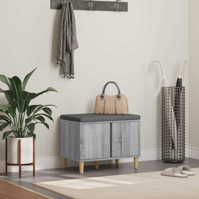 vidaXL Пейка за коридор с възглавница Сиво Сонома 60 x 38 x 46 см (891525)