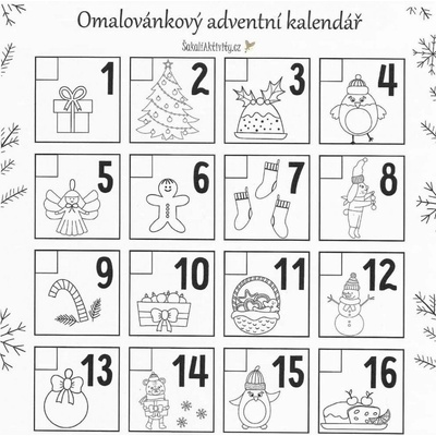 OMALOVÁNKOVÝ ADVENTNÍ KALENDÁŘ Provedení: Tištěný soubor