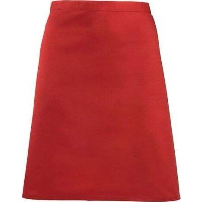 Premier Workwear Středně dlouhá keprová zástěra do gastro provozu Červená vínová 70 x 50 cm PW151