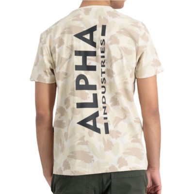 Alpha Industries Backprint T sand camo pánske tričko pieskový maskáč
