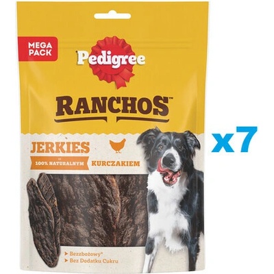 PEDIGREE Ranchos Jerkies bezobilné doplnkové krmivo pre dospelé psy s kuracím mäsom 7 x 180 g