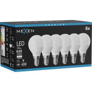 Mexen Nova 6x LED крушка E14, G45, 6W, Неутрална - 4000K, 630 lm - L101-E14-0640-01x06 (L101-E14-0640-01x06)