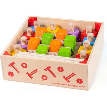 Bigjigs Toys dřevěný spojovací materiál v dóze