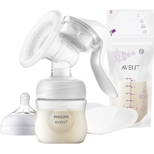 Philips Ръчна помпа за изцеждане Philips Avent - Natural Motion, с 5 броя торбички за кърма (SCF430/20) - baby