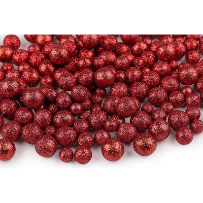 Prima-obchod Polystyrenové kuličky s glitry mix 3 velikostí, barva 4 červená
