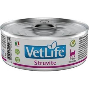 Farmina Vet Life Struvite - пълноценна диетична консерва за котки за разтваряне на фосфатни камъни и за намаляване на рецидивиращото образуване на фосфатни камъни - 0, 85 кг, Италия - PVT085004