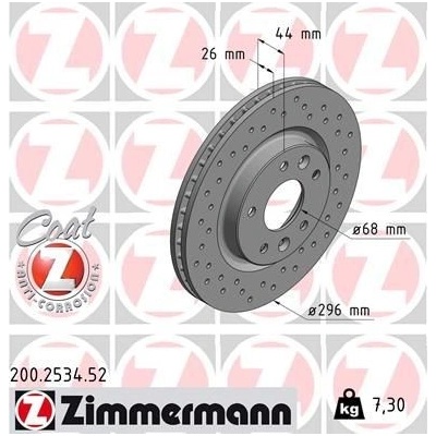 Brzdový kotúč (cena za 1ks) ZIMMERMANN 200.2534.52
