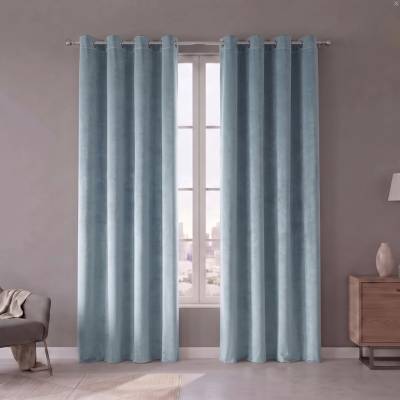 Dekorační velvet závěs s kroužky VELVI 063 modrá 140x250 cm (cena za 1 kus) MyBestHome