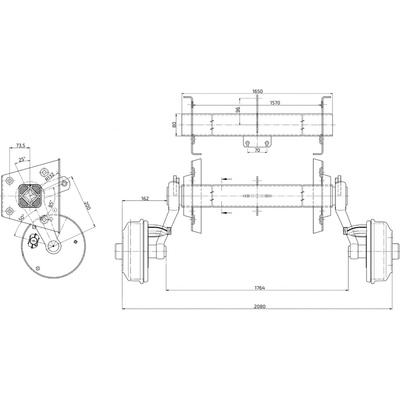 Náprava BPW CB 1354 (1350kg), a 1570 mm, c 2080 mm, 2005-7 RASK, 100x4 600052 | Zboží Auto