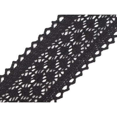 Bavlněná krajka / vsadka paličkovaná šíře 60 mm Varianta: 4 černá, Balení: 1 m – Zboží Dáma