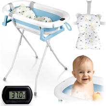 Ricokids Skládací vanička pro děti kojence s teploměrem a vložkou bílo modrá