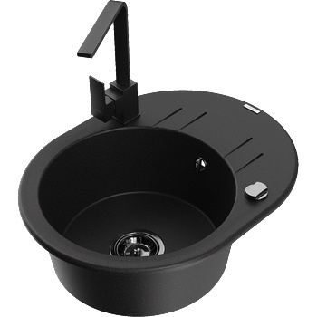 Mexen Kevin гранитна мивка с 1 корито с отцедник и кухненски смесител Rita, (6517-77-670300-70-B)