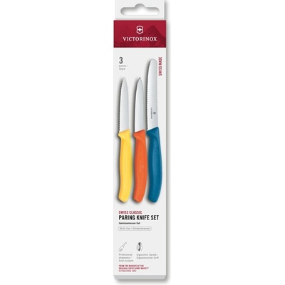 Sada nožů na loupání Victorinox Swiss Classic 3 ks rovné/vroubkované ostří žlutý/oranžový/modrý