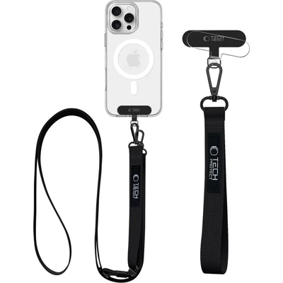 Šňůrka na krk Tech-Protect C6S Crossbody popruh na mobil 2v1 černý