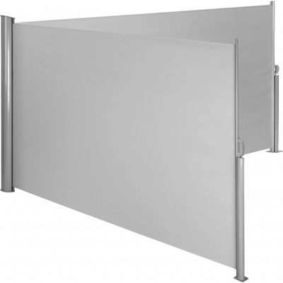 tectake 402337 hliníková dvojitá boční markýza s výsuvem a navíjecím mechanismem - 200 x 600 cm,šedá