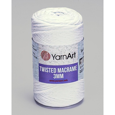 Pletací příze YarnArt TWISTED MACRAME 3mm 751 bílá, jednobarevná, 250g/195m