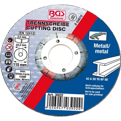 Bgs Technic Brusný kotouč 115 x 2,5 x 22,2 mm 3922