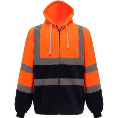 Yoko reflexní mikina na zip HVK07 Fluorescent Orange
