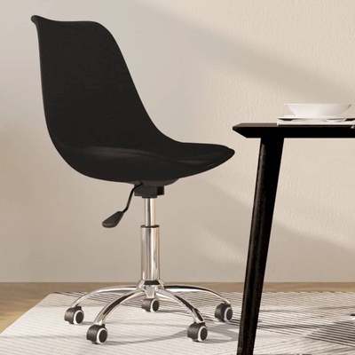 vidaXL Въртящ се трапезен стол, черен, текстил (3085372)