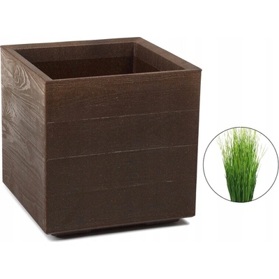 Kinekus Kvetináč plastový KARO ECO COFFEE DESKA espresso 390x390x394 mm na kolieskach
