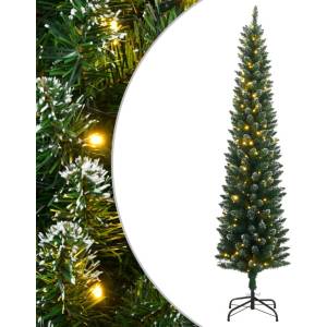 vidaXL Изкуствена тънка коледна елха, 300 LED, 180 см (3315760)