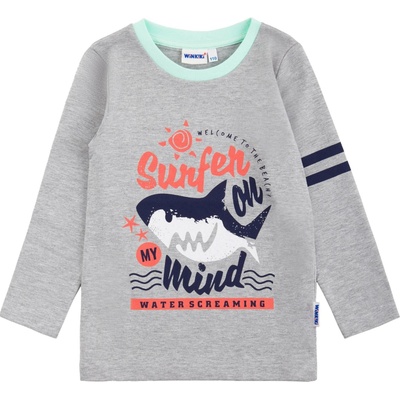 Winkiki Kids Wear chlapecké tričko s dlouhým rukávem Surfer šedý melanž