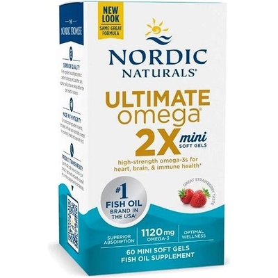 Nordic Naturals Ultimate Omega 2×mini 1120 mg jahoda 60 softgelových kapslí