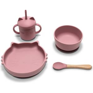 Lorelli Силиконов сет за хранене 4 части Lorelli - Natural, Deep pink (10230700002)