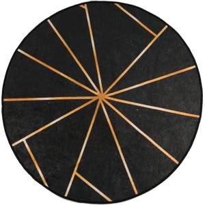 Pure Line Home Кръгъл килим MARSA Геометрична абстракция Black & Gold