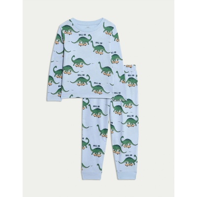 Marks & Spencer Пижама от чист памук с мотив на динозавър (1-8 години) Marks & Spencer син Marks & Spencer | Sin | Момчешки | 2-3 години