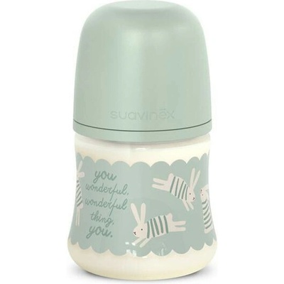Suavinex Dojčenská fľaša Wonderland New Fyziol prietok S Zelený králik 150 ml