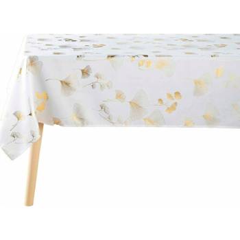 Douceur d`Interieur Obdélníkový ubrus pro interiérový design BLOOMY bílý zlatý ginkgo biloba