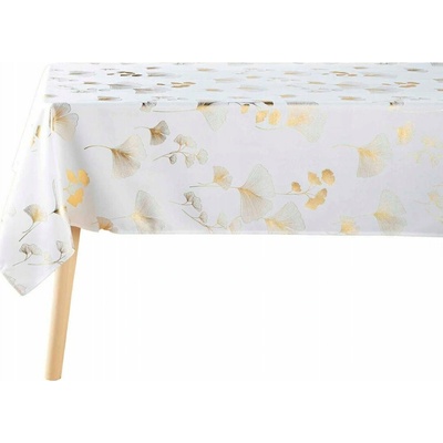 Douceur d`Interieur Obdélníkový ubrus pro interiérový design BLOOMY bílý zlatý ginkgo biloba