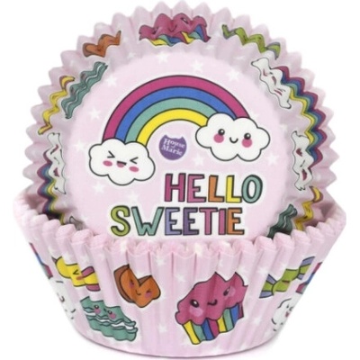 House of Marie Ružové košíčky dúha na cupcakes 50 ks 50x33 mm