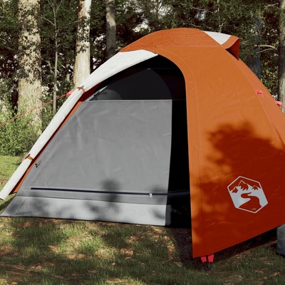 vidaXL Къмпинг палатка за 2 души, сиво и оранжево, водоустойчива (94333)