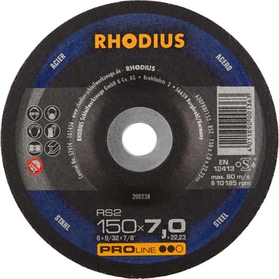 Brusný kotouč RHODIUS 150x7x22 RS2 PROline, ocel