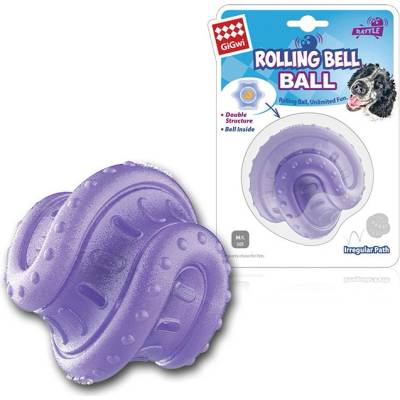 Gigwi Hračka guma TPR Rolling Bell Ball míč 7,5 cm