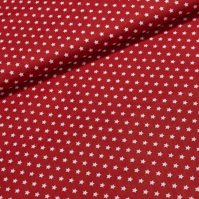 Bavlněné plátno bílé hvězdy na červené, š.140cm (látka v metráži)