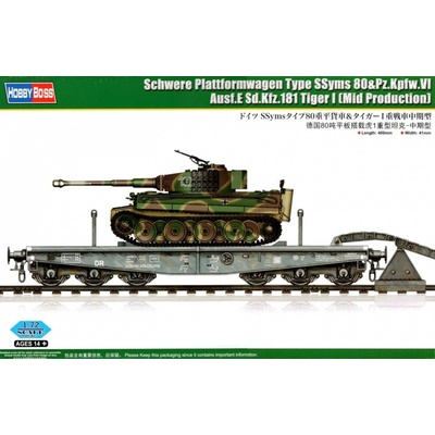 Hobby Boss Hobby Boss Schwere Plattformwagen Type SSyms 80 & Pz.Kpfw.VI Ausf.E Tiger I 1:72