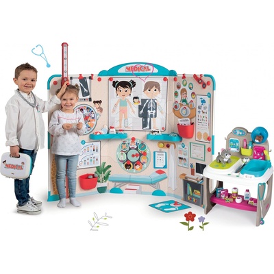 Smoby Doctor's Office set lekárska ordinácia s anatómiou ľudského tela so zverolekárskou ordináciou a mačkou so škrečkom